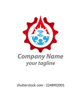 Ilustración vector gráfico de fontanería, calefacción y servicio de refrigeración Modelo de diseño de logotipo.EPS 10