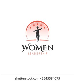 The illustration graphic vector of the power female of leadership logo design template