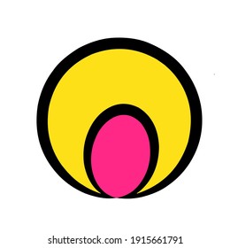 Illustration graphic vector of round logo with yellow and pink color combination