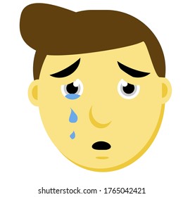 the illustration graphic vector of Sad Face Man Avatar is vector face man with expression sad and shed a tear, great for expressing our feelings on social media or book covers