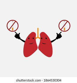 illustration graphic vector save lungs cartoon character. advice not to smoking