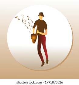 illustration graphic vector of saxophone musician stage style