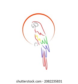 Illustration graphic vector of Scarlet Macaw Parrot bird colorful lineart symbol