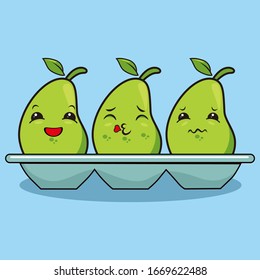 Illustration graphic vector set of cute Guava, guava vector, fruit cartoon.