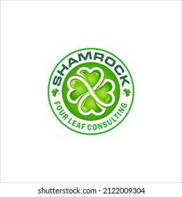 Bildgrafische Vektorgrafik von Shamrock, vierblättriger oder grüner Kleeblatt, Design-Vorlage für das Logo 