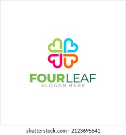 Ilustración vector gráfico de la plantilla de diseño del logotipo de cuatro hojas o trébol verde 