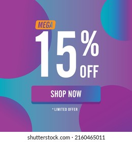 illustration graphic vector is sign discount 15% label or badge for sell product and promote product. Perfect for restaurant, coffee shop, store, shop or anything. Free font : cafeta and bebas neue