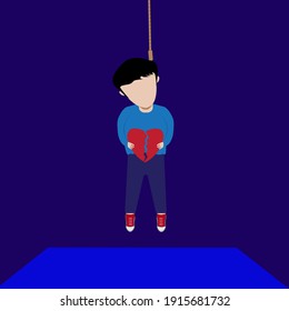 illustration graphic vector suicide because of a broken heart 