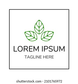 Ilustración vector gráfico de tres hojas verdes logotipo, hoja, perfecto para la marca de productos orgánicos, hierbas, hierbas y ecología de la naturaleza