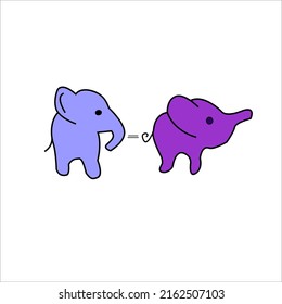 illustration graphic vector two cute elephant calves