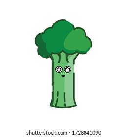 el vector gráfico ilustrativo es vegetal de brócoli verde con cara linda. Perfecto para objetos para banner, flayer, diseño web o promoción en medios sociales.