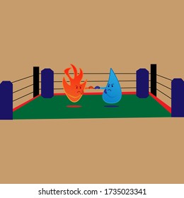illustration graphic vector water and fire fight.