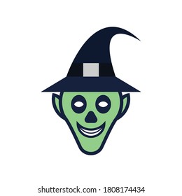 illustration graphic vector is witch with hat and green face. perfect for icon, banner, flyer, social media or web.