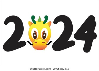 Vector gráfico de ilustración del año 2024, año del dragón. Perfecto para decoraciones de banners, etc. 