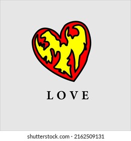illustration graphic vectorone heart with two colors red and yellow