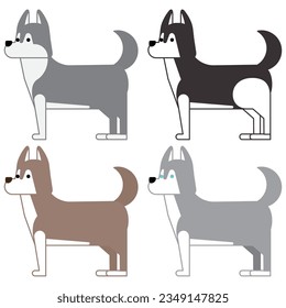 Es ist eine Illustration einer grafischen und einfachen Husky-Farbvariante.