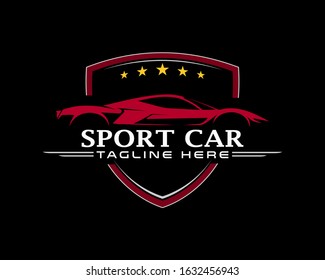 illustration grapich of logo design, sport car logo, great for company