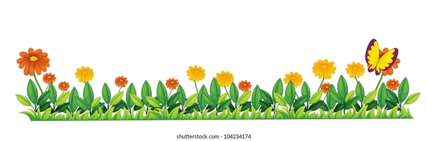 Illustration of grass and flower element