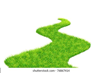 illustration of grass road on white background