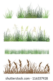 ilustración con tiras de césped aisladas en fondo blanco