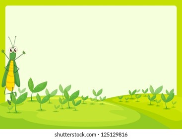 Illustration of a grasshopper in a beautiful nature