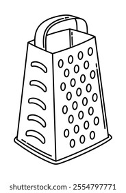 Illustration of grater. Stylized kitchen object for cooking recipe and menu.