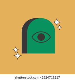 Illustration grave eye retro unique design