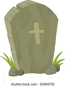 illustration of grave stone on white