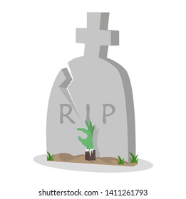 Illustration of gravestone with Zombie Hand business