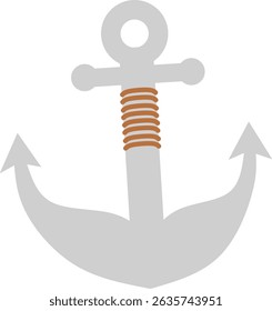 an illustration of a gray anchor with rope details. It is commonly used for maritime or sailing-themed designs.