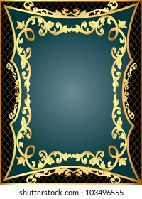  illustration gray background frame with gold(en) pattern and net