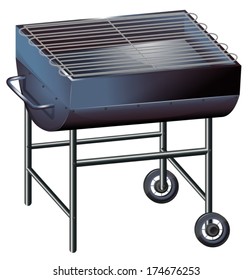 Illustration Of A Gray Barbeque Grill On A White Background