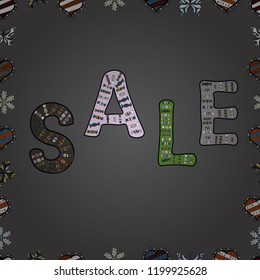 Illustration in gray, black and brown colors. Banner clearance sale. Vector illustration. Seamless pattern.