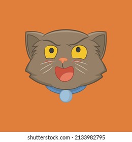 Illustration gray cat and happy expression