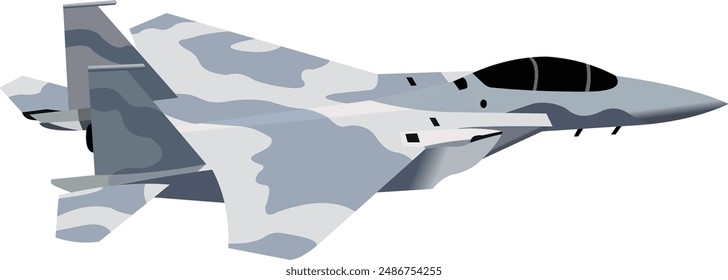 Illustration of a gray fighter jet from the side