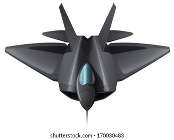 Illustration of a gray fighterjet flying on a white background