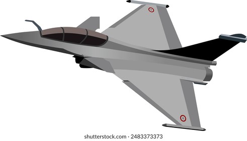 Illustration of a gray French rafale fighter jet