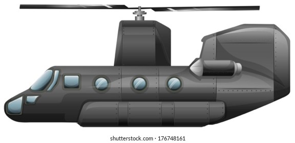 Illustration of a gray helicopter on a white background