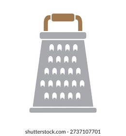 Illustration of a gray kitchen grater with multiple teeth