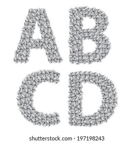 illustration with gray letters  on a white background  for your design