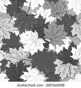 An Illustration of gray maple tree leaves. Seamless pattern