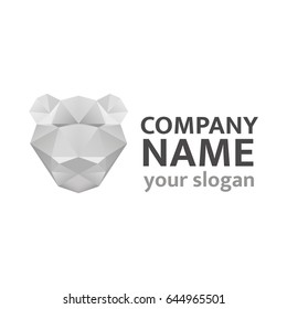 Illustration of gray panther in polygonal style. Vector logo template for security agency or for antivirus application. EPS10. 