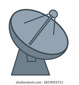 Illustration of a gray satellite dish antenna used for communication