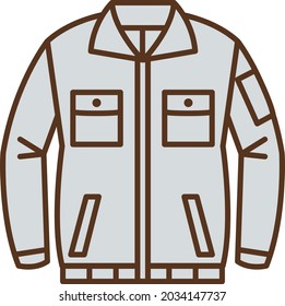 Illustration of gray work clothes seen from the front