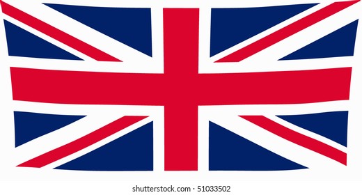 Illustration of Great Britain flag waving in the wind, vector