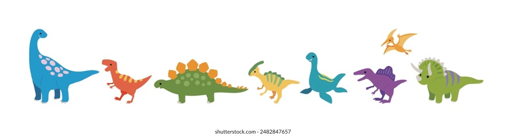 Illustration of the great march of dinosaurs