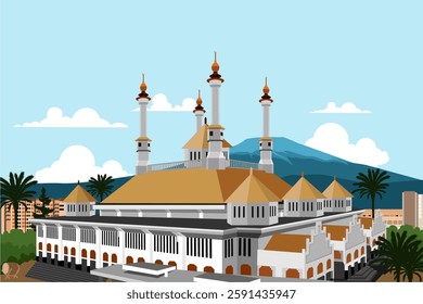 illustration of the great mosque of Tasik Malaya, West Java, Indonesia