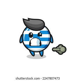 the illustration of the greece flag cartoon doing fart , cute style design for t shirt, sticker, logo element