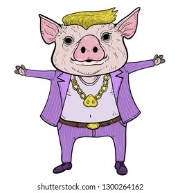 Illustration Of Greedy Pig.