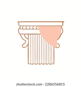 an illustration of a greek column with a piece of paper on it